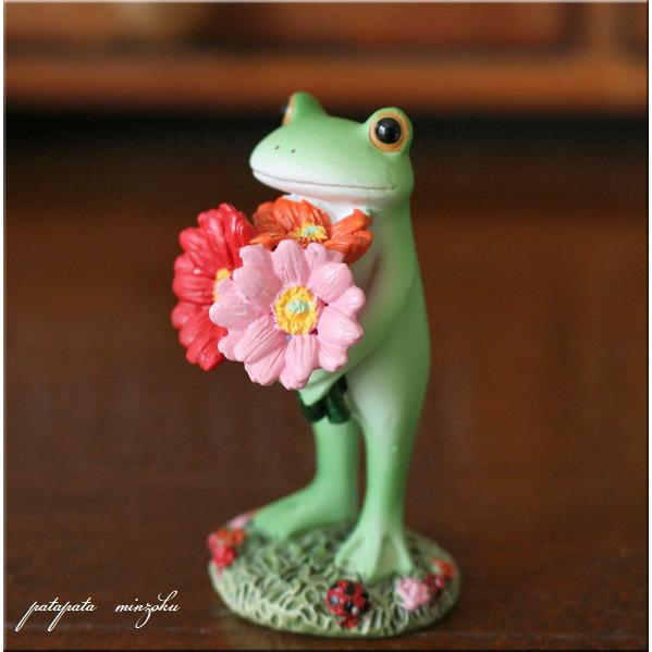 Copeau コポー ガーベラを持つカエル 置物 ダイカイ オブジェ カエル