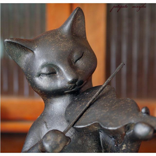 ねこ の 音楽隊 オブジェ アンティーク調 バイオリン ねこ の 音楽隊 オブジェ アンティーク調 バイオリン