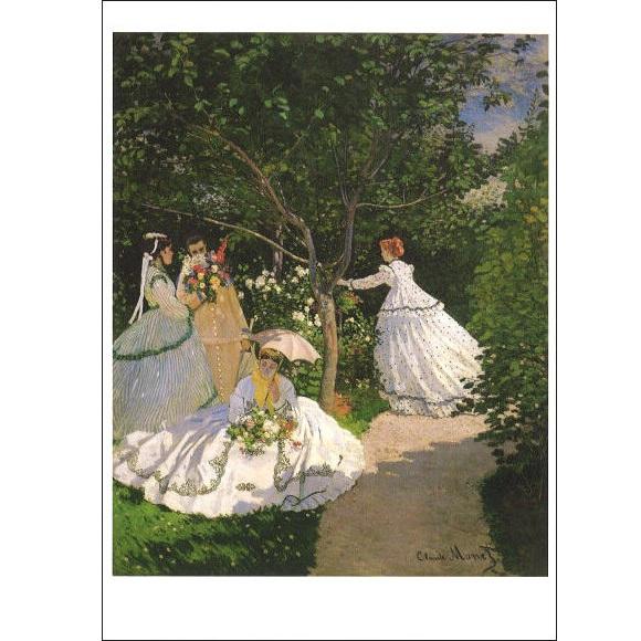 庭にいる女性たち クロード モネ ポストカード スイス 製