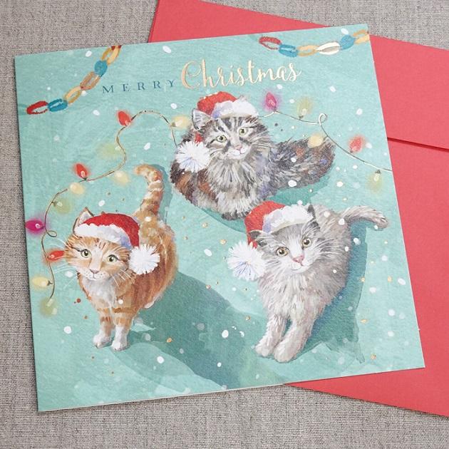 クリスマス 3匹の猫 グリーティングカード イギリス 製 クリスマス 3匹の猫 グリーティングカード イギリス 製