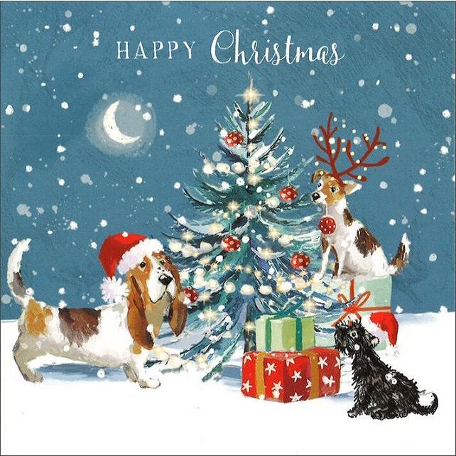 クリスマス プレゼントと犬 グリーティングカード イギリス 製