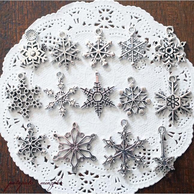 専用ページ【雪の結晶チャーム】フリーストリミングチョーカー10本×10セット スノー フレーク チャーム 雪の結晶 14種 セット クリスマス