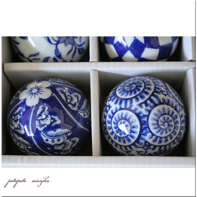 陶器 浮球 6球 セット 青花 L 浮き球 ディスプレイ オブジェ 睡蓮鉢