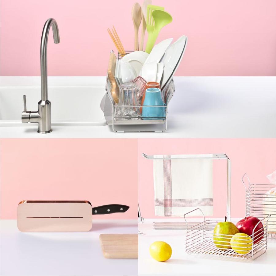 水切りロング＋包丁スタンド ＲＧ ローズゴールド hanauta ハナウタ ビーワーススタイル 送料無料/ キッチン 水切り ラック 包丁 収納 包丁立て＊z-M-310215S＊ | be worth style | 02