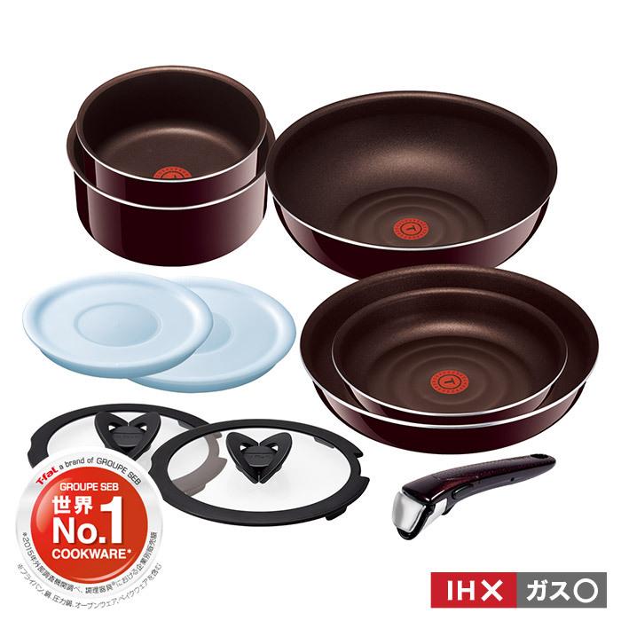 T-fal - T-fal 10点 ガス火用 インジニオネオマホガニープレミア新品送料無料 インジニオ・ネオ ティファール フライパン 10点セット t-fal