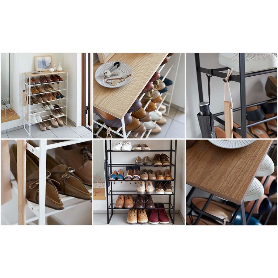 tower 山崎実業 天板付きシューズラック ６段 タワー 公式 ホワイト/ブラック 3369 3370 送料無料 シンプル 玄関収納 靴箱 下駄箱 ラック シューズラックの画像