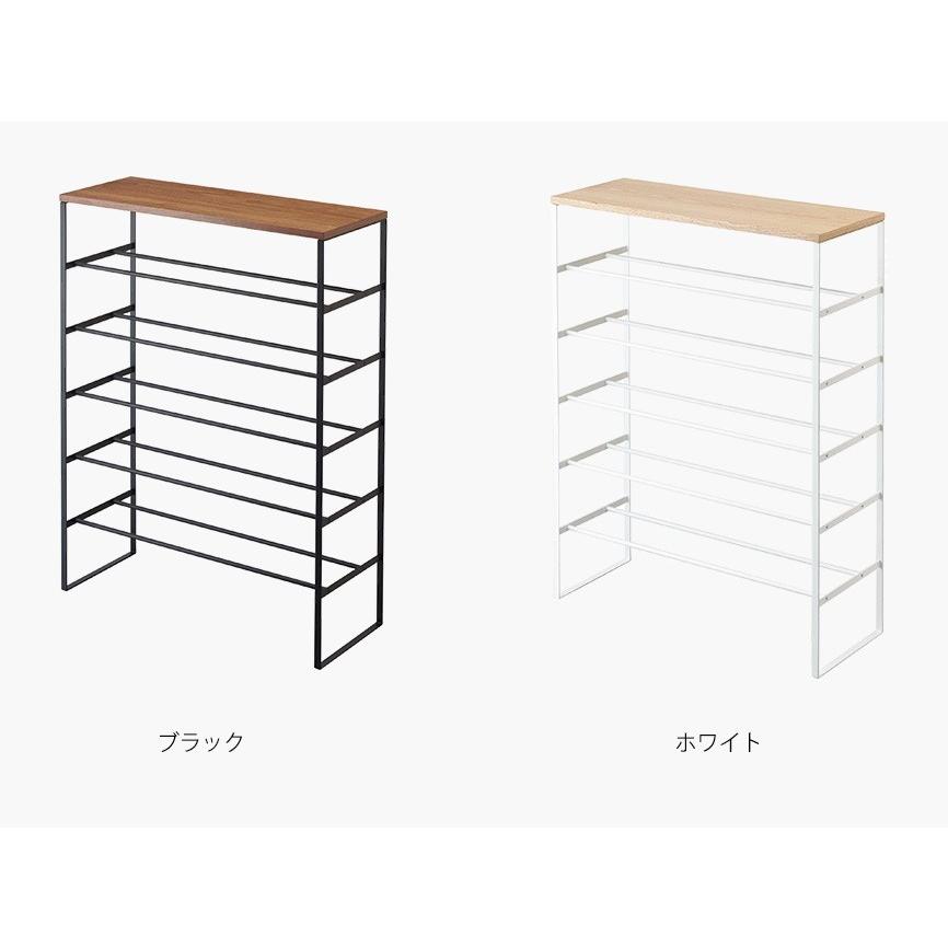 tower 山崎実業 天板付きシューズラック ６段 タワー 公式 ホワイト/ブラック 3369 3370 送料無料 シンプル 玄関収納 靴箱 下駄箱 ラック シューズラックの画像