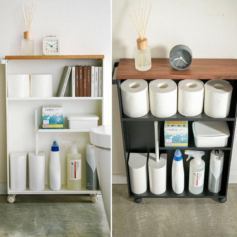 ハンドル付きスリムトイレラック Tower タワー ホワイト ブラック メーカー直送 キャスター付き 収納棚 山崎実業 T サニタリー Tower 041 家具のソムリエ 通販 Yahoo ショッピング