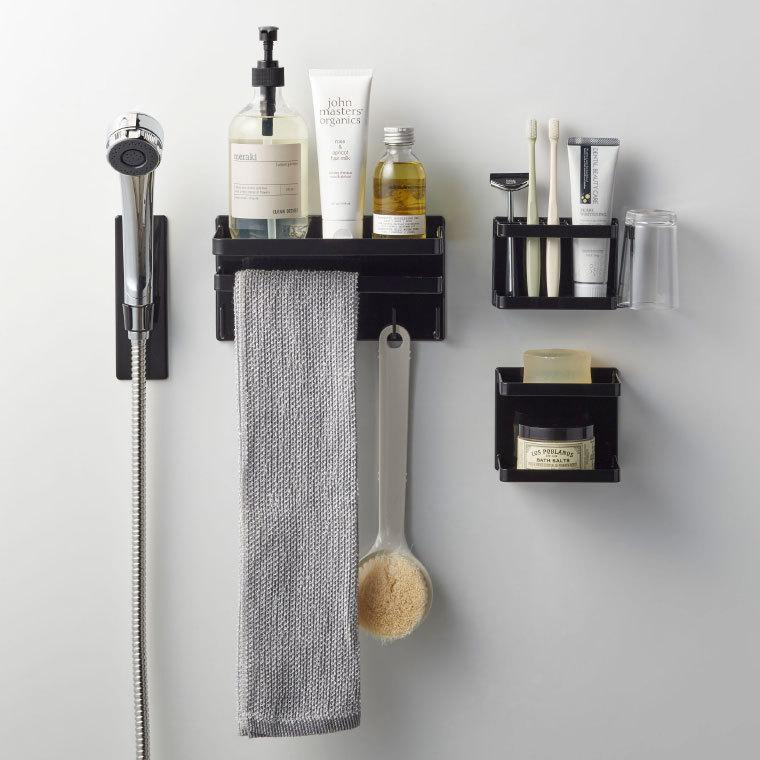 tower 山崎実業 マグネットバスルームソープトレー ２段 タワー お風呂 公式 ホワイト/ブラック 送料無料 石鹸置き ソープディッシュ 磁石 浴室収納 | tower | 02