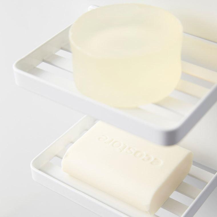 tower 山崎実業 マグネットバスルームソープトレー ２段 タワー お風呂 公式 ホワイト/ブラック 送料無料 石鹸置き ソープディッシュ 磁石 浴室収納 | tower | 04