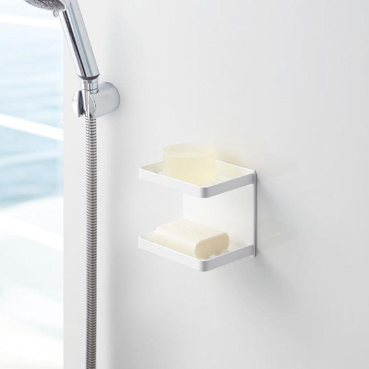 tower 山崎実業 マグネットバスルームソープトレー ２段 タワー お風呂 公式 ホワイト/ブラック 送料無料 石鹸置き ソープディッシュ 磁石 浴室収納 | tower | 06