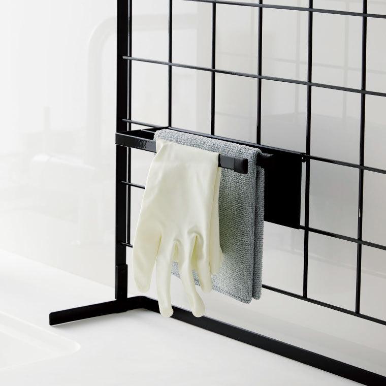 自立式メッシュパネル用 布巾ハンガー Tower 週間売れ筋 タワー ホワイト ブラック ふきん掛け ゴム手袋 引っ掛け式 ふきん 収納 山崎実業 掛け キッチン収納 コンロ