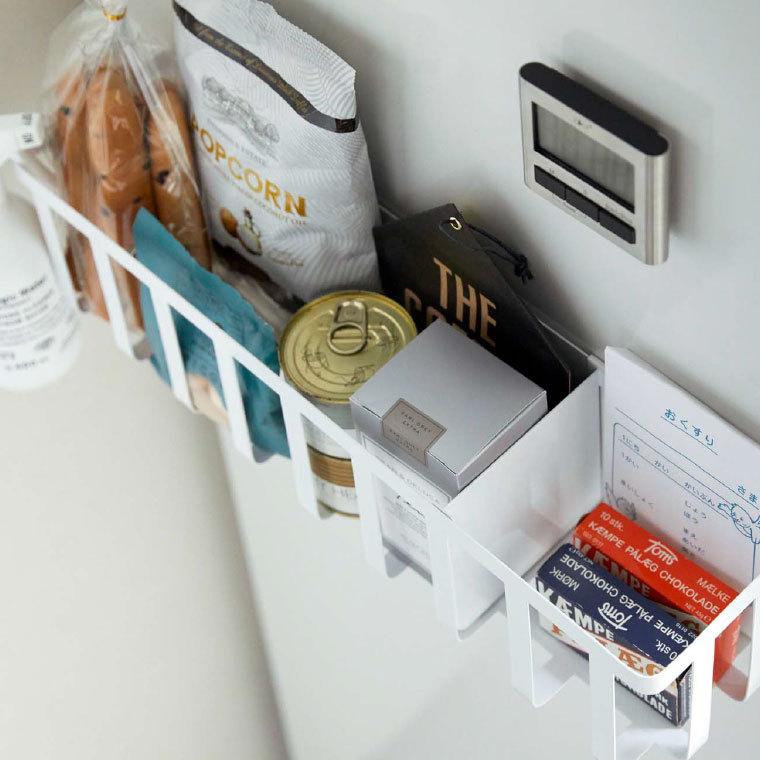 tower 山崎実業 冷蔵庫横マグネットワイド収納バスケット タワー 公式 ホワイト/ブラック 調味料収納 キッチン収納 ストッカー かご 送料無料 | tower | 01