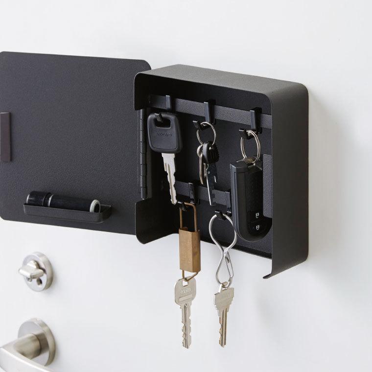 tower 山崎実業 マグネットキーフック２段 タワー 文具 公式 ホワイト/ブラック 送料無料 鍵 カギ 玄関収納 玄関扉 キーフック | tower | 03