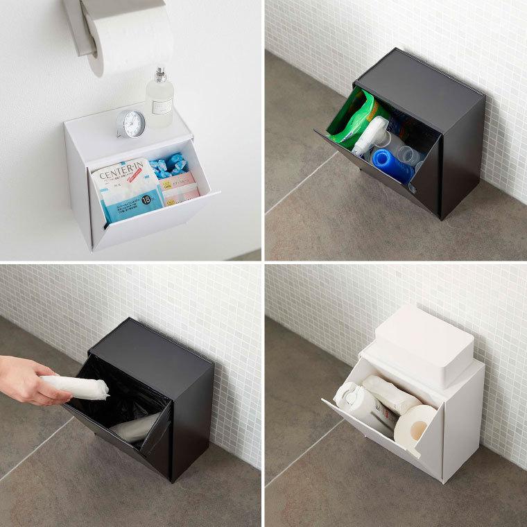 tower 山崎実業 ウォールトイレポット＆収納ケース タワー トイレ 公式 ホワイト/ブラック 5429 5430 トイレ収納 ゴミ箱 送料無料 | tower | 02