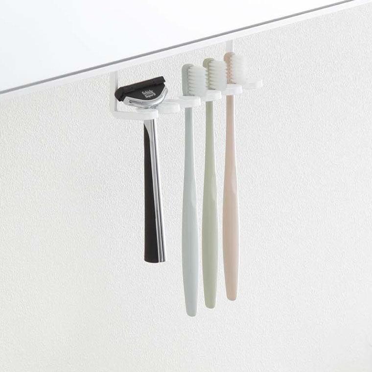 tower 山崎実業 洗面戸棚下歯ブラシホルダー タワー お風呂 公式 ホワイト/ブラック 5006 5007 送料無料 吊り戸棚 吊り下げ 収納 歯ブラシ立て | tower | 06