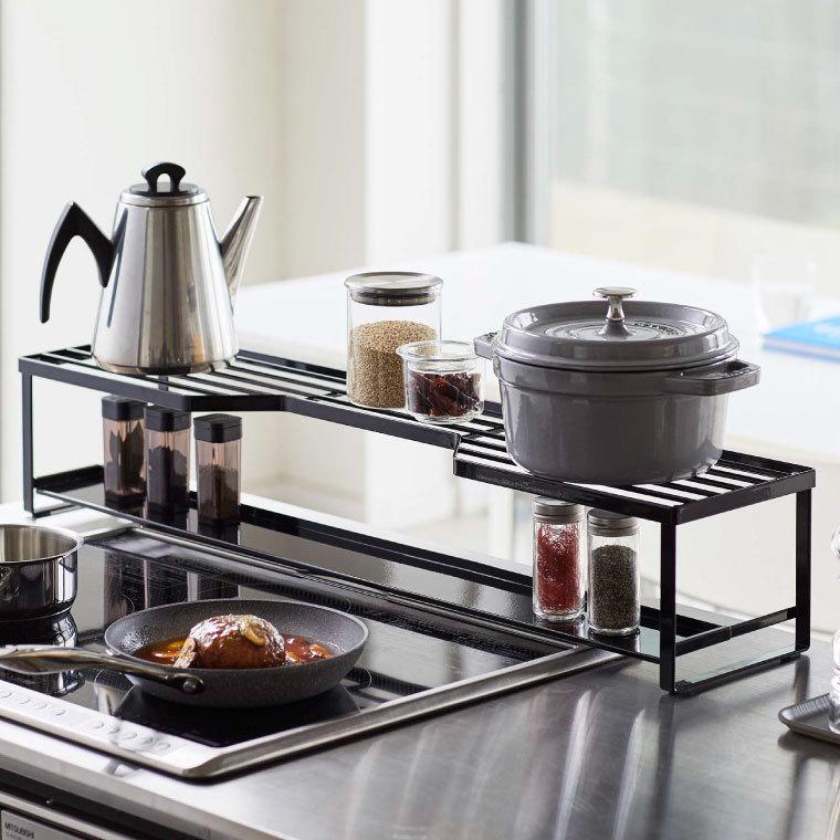 tower 山崎実業 コンロ奥ラック 排気口カバー付 75cmコンロ用 タワー