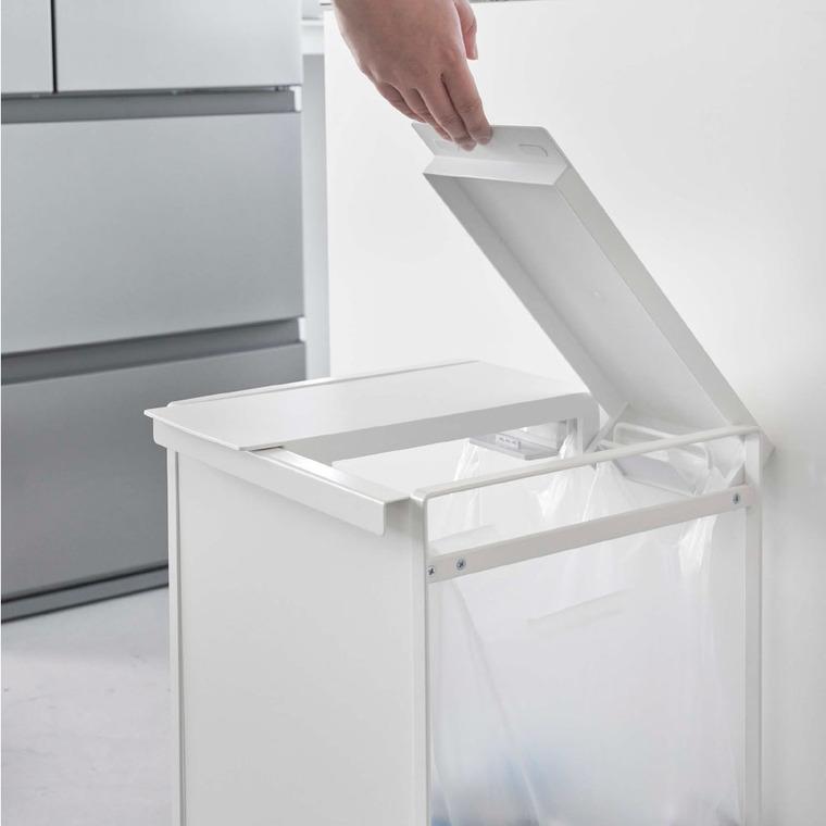 山崎実業(Yamazaki) 蓋付きダストワゴン　ホワイト tower ｜ 蓋付き目隠し分別ダストワゴン タワー 45L 3分別 ｜ 山崎実業