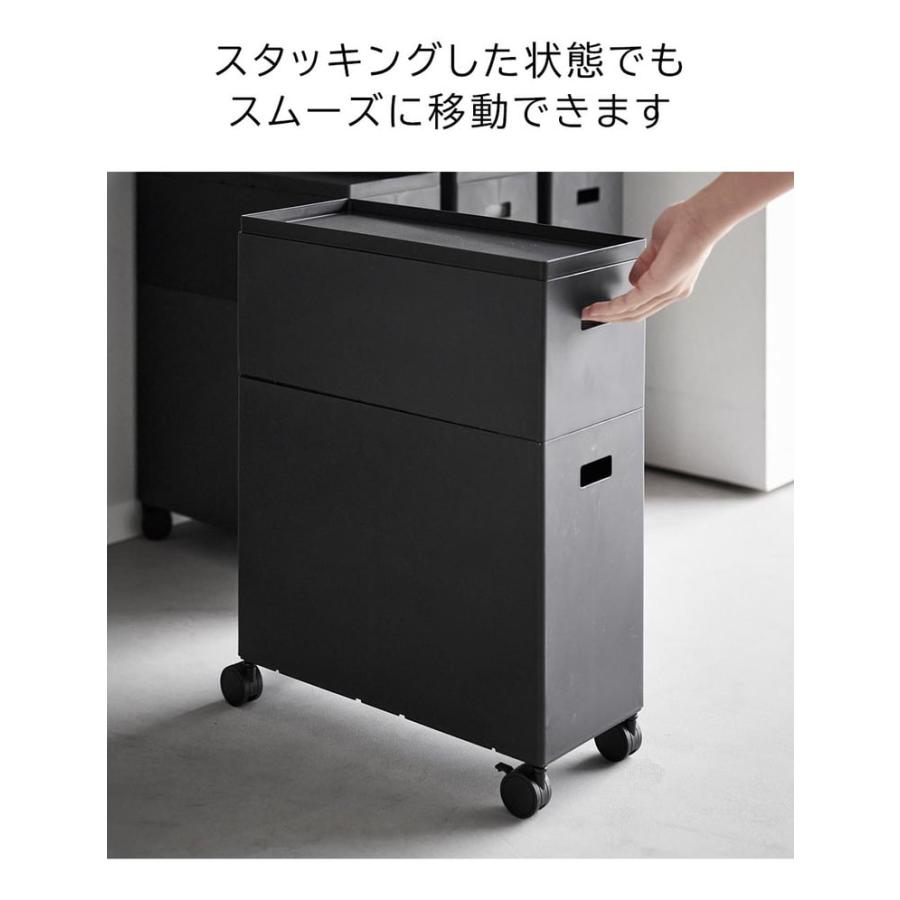 tower 山崎実業 蓋付き収納ボックスワゴン用追加ボックス タワー L 収納 送料無料 1969 1970 ホワイト ブラック / 12L 収納ボックス｜patie｜07