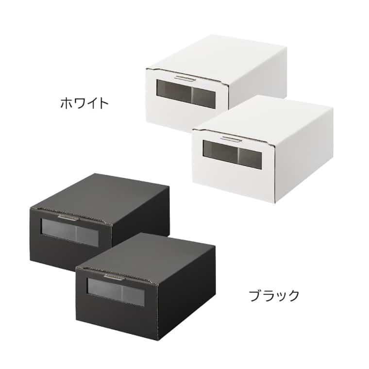 tower 山崎実業 窓付きシューズボックス タワー 公式 2個組 L ホワイト ブラック 4754 4755 送料無料 / 靴 靴箱 靴収納 ダンボール | tower | 07