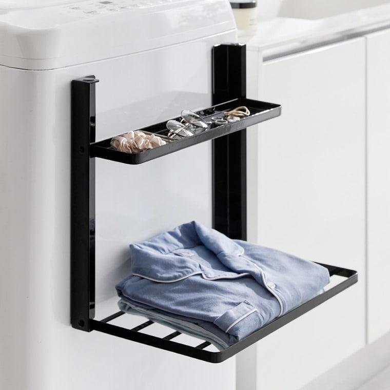 tower 山崎実業洗濯機横マグネット折り畳み棚 タワー 公式 2段 1717