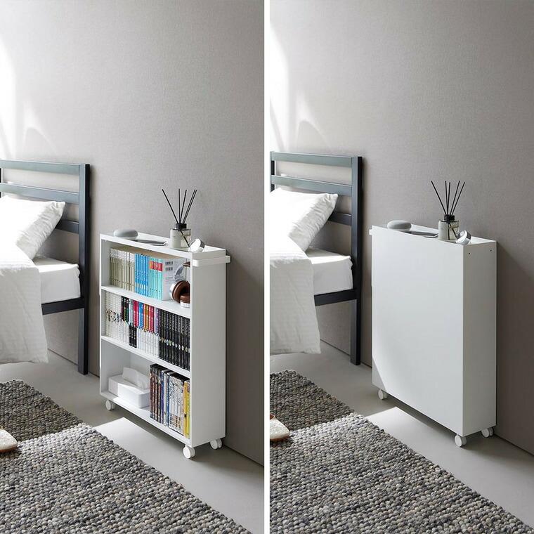 山崎実業(Yamazaki) ハンドル付き 隠せる コミックラック ホワイト W tower ｜ ハンドル付き隠せるコミックラック タワー ｜ 山崎実業