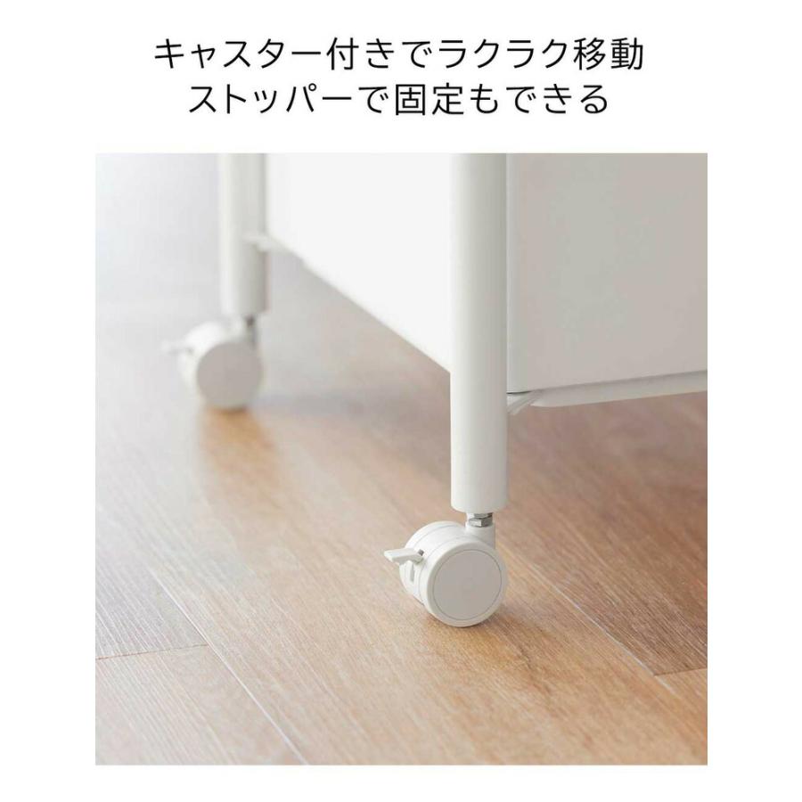 山崎実業 tower 小物トレー付き収納ワゴン 2段 タワー 公式 10183 10184 ホワイト ブラック 送料無料 / 更衣ワゴン 脱衣ワゴン キッチンワゴンの画像