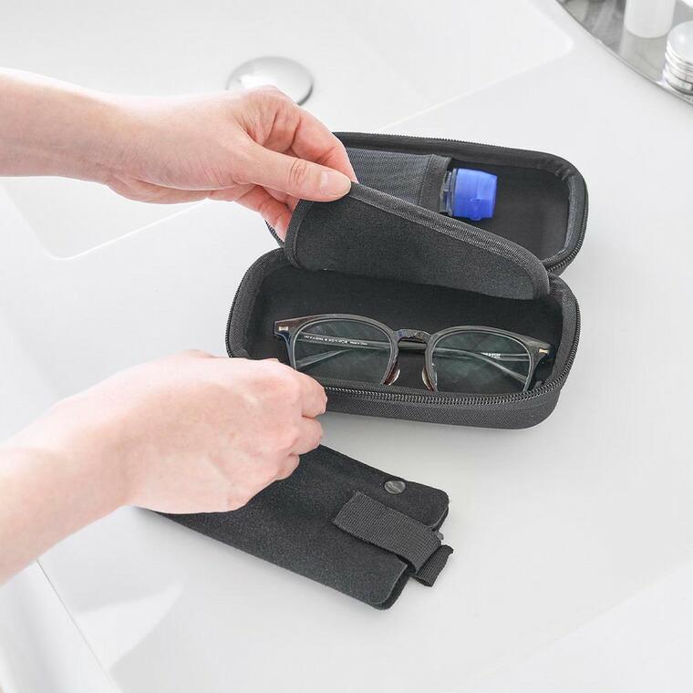 山崎実業 tower メガネとコンタクトレンズ用品が収納できるメガネケース タワー 公式 10438 10439 ライトグレー ブラック 送料無料 | tower | 11