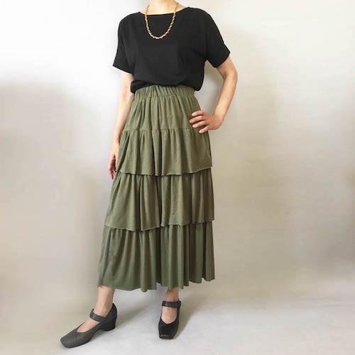 ボリューム控えめ 大人可愛い ティアードスカート M〜LL 型紙
