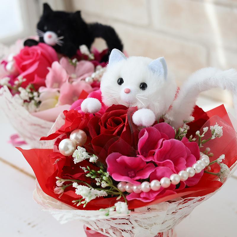 ネコブーケ 動物花束 誕生日プレゼント 可愛い フラワーブーケ 韓国