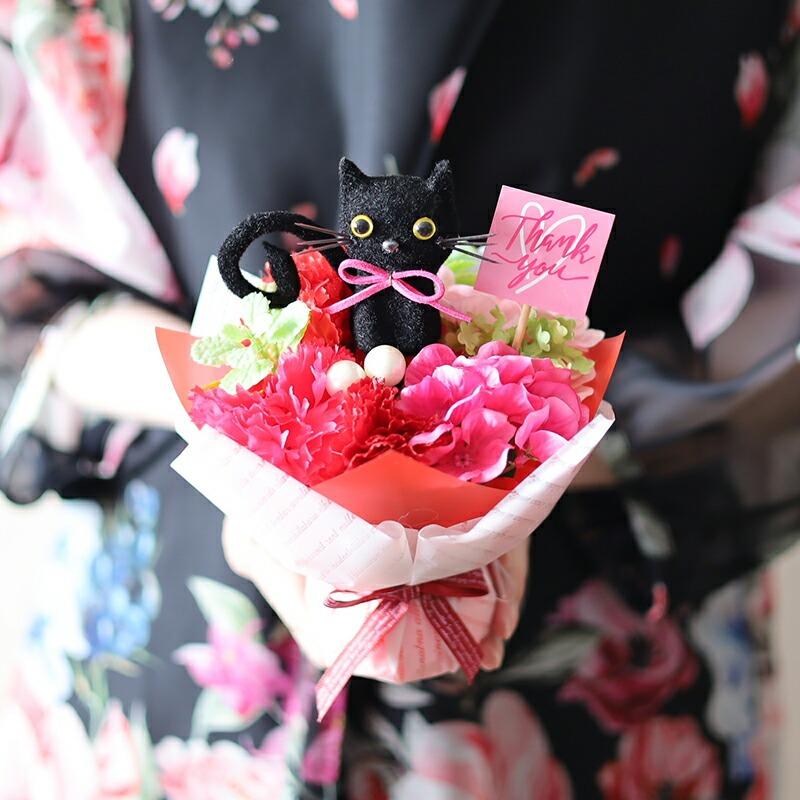 母の日 ギフト 花 カーネーション プレゼント 2025 黒猫 70代 60代 80