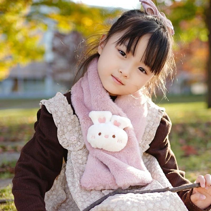 ティペット 首巻ネックウォーマー マフラー ふわふわ うさぎ 子供