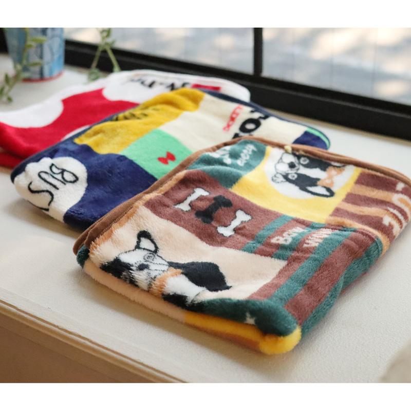 ブランケット Lサイズ 犬 柄 ペット用毛布 ひざ掛け モコモコ 犬用 猫