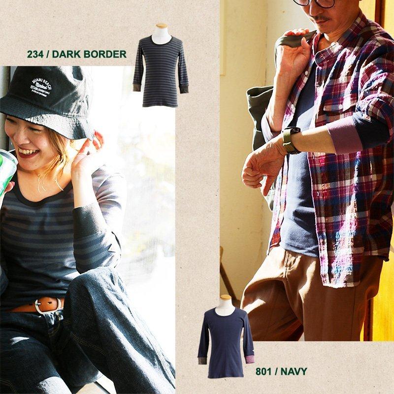25 Off 7分袖 Tシャツ カットソー ロング丈 レディース メンズ 袖口 アシメ 配色 ボーダー柄 綿100 コットン 重ね着 Grn Paty2 090円 Aynaelda Com