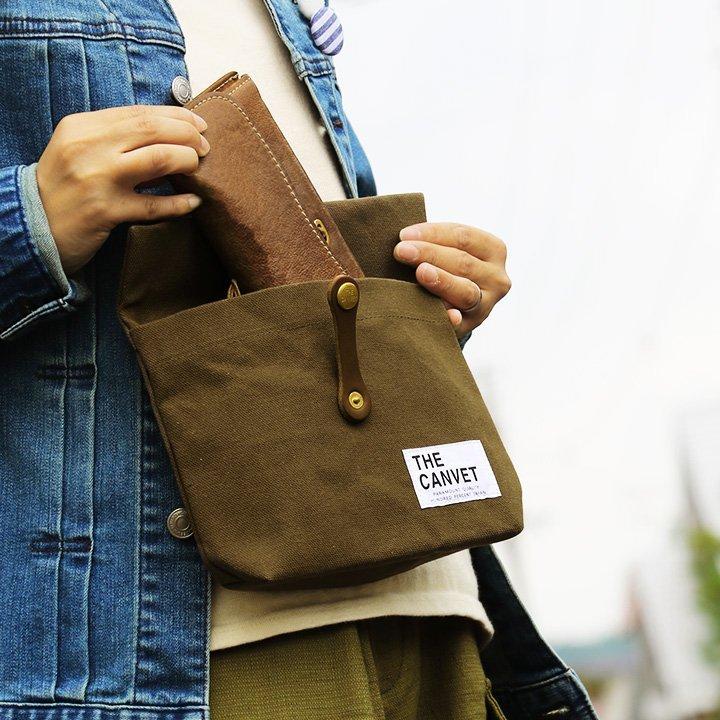 ポーチ Mサイズ パラフィン加工 8号キャンバス 栃木レザー ヌメ革 メンズ パティ THE CANVET ザ・キャンベット (メール便25) | PATY | 08