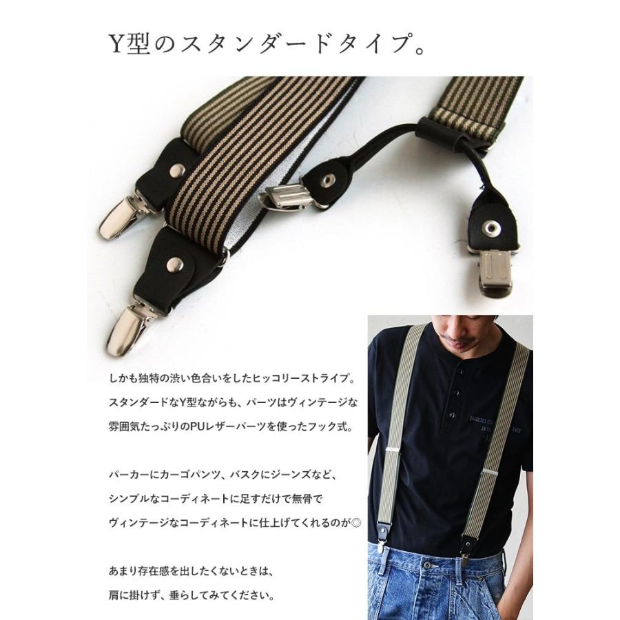 PATY サスペンダー Y型 太幅 3.5cm幅 ヒッコリー ストライプ柄 PATY サスペンダー Y型 太幅 3.5cm幅 ヒッコリー ストライプ柄