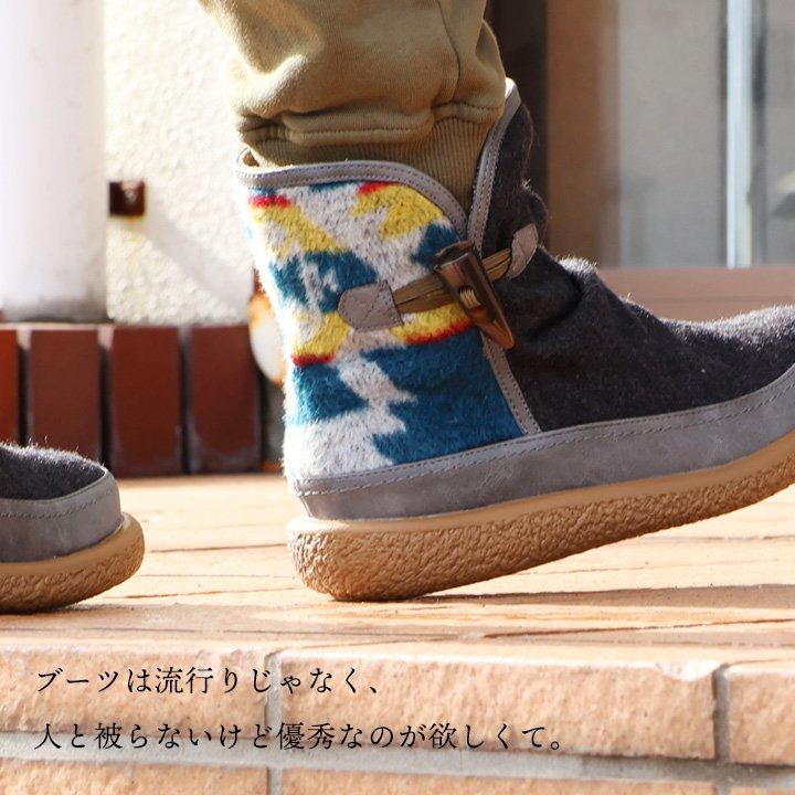 ブーツ ミドル丈 暖かい 裏ボア レディース 軽い 片手で履ける ゴム トグルボタン ネイティブ柄 民族柄 異素材切り替え | PATY | 05