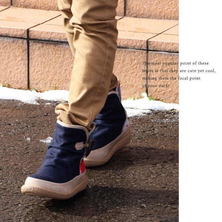 ブーツ ミドル丈 暖かい 裏ボア レディース 軽い 片手で履ける ゴム トグルボタン ネイティブ柄 民族柄 異素材切り替え | PATY | 11