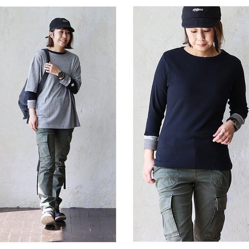 カットソー 重ね着 長袖 レディース モックネック 袖切り替え しっかり 丈夫 綿100% コットン ストレッチ インナー リブ PATY パティ (メール便50) | PATY | 16