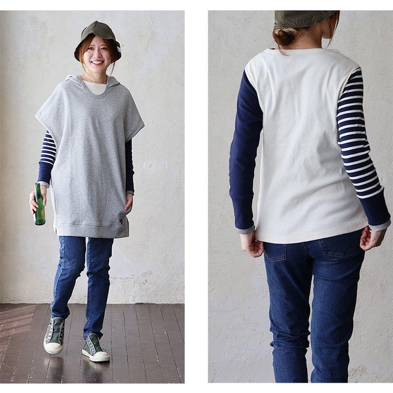 PATY カットソー 重ね着 長袖 レディース モックネック 袖切り替え