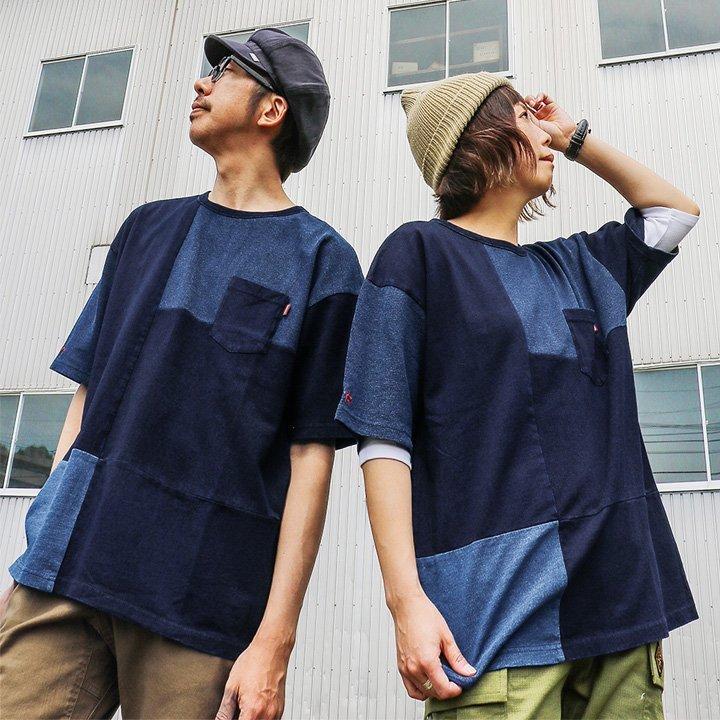 PATY Tシャツ ティーシャツ 半袖 胸ポケット 『異素材 パッチワーク