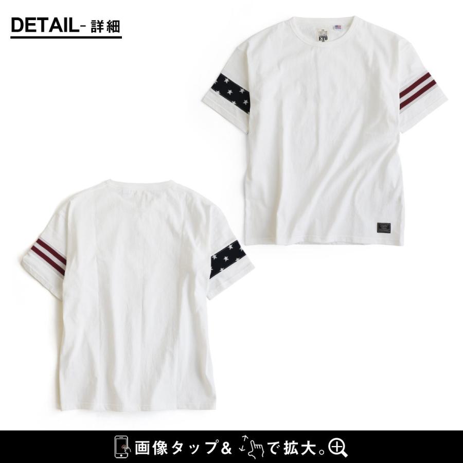 星条旗はプリントじゃなく織り柄 Tシャツ ビッグT ティーシャツ 半袖 ワイド 米綿100％  袖口ニット メンズ レディース  BLUETO｜paty｜15