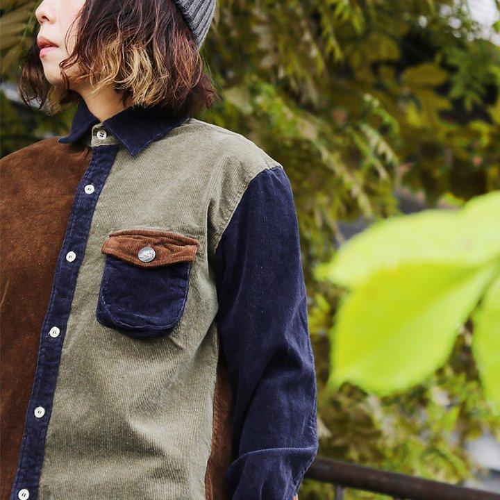 シャツ 長袖 ストレッチ コーデュロイ クレイジーパターン レディース メンズ 暖かい 伸びる 配色切替 星 刺繍 KRIFF MAYER × PATY | PATY | 04