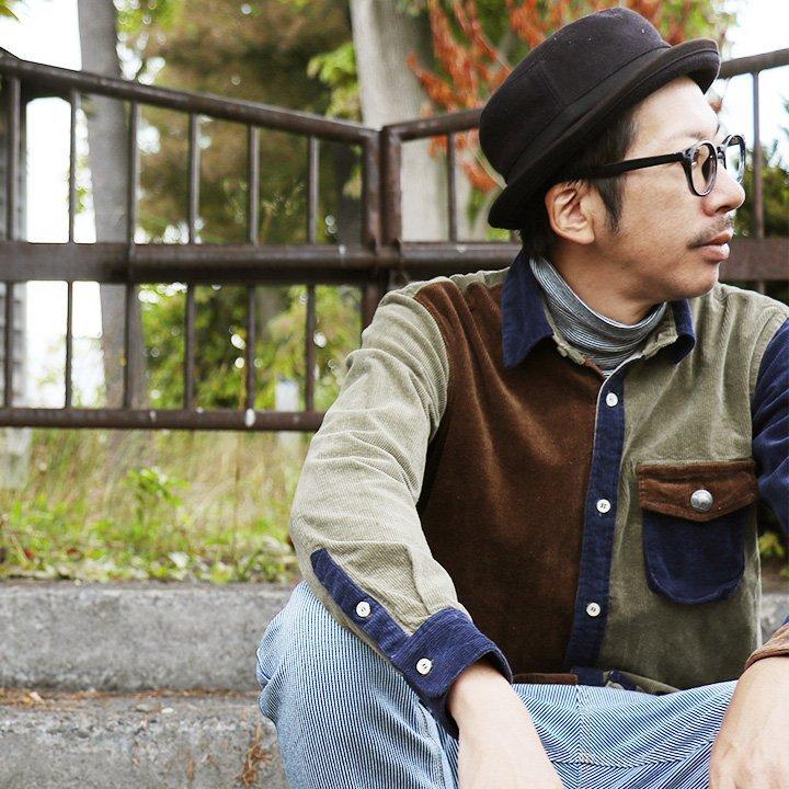 シャツ 長袖 ストレッチ コーデュロイ クレイジーパターン レディース メンズ 暖かい 伸びる 配色切替 星 刺繍 KRIFF MAYER × PATY | PATY | 06