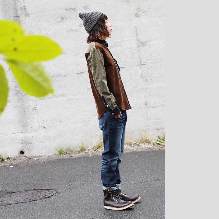 シャツ 長袖 ストレッチ コーデュロイ クレイジーパターン レディース メンズ 暖かい 伸びる 配色切替 星 刺繍 KRIFF MAYER × PATY | PATY | 07