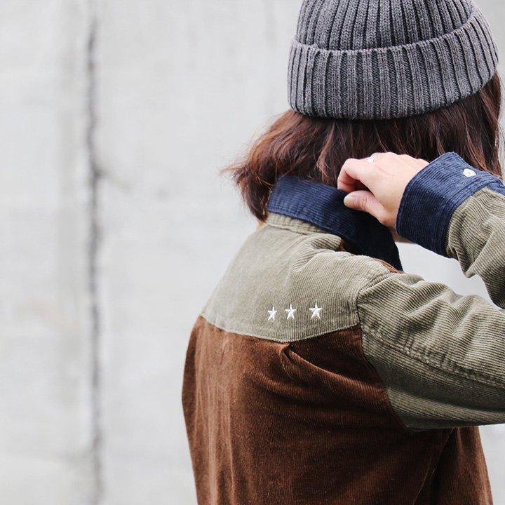 シャツ 長袖 ストレッチ コーデュロイ クレイジーパターン レディース メンズ 暖かい 伸びる 配色切替 星 刺繍 KRIFF MAYER × PATY | PATY | 09