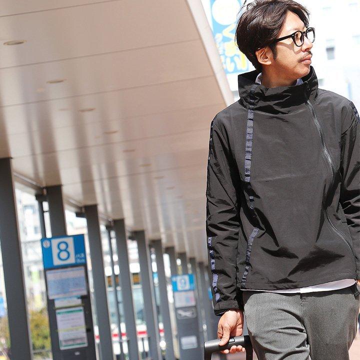 PATY マウンテンパーカー ハイネック 斜め ダブルジップ 配色 ロゴ