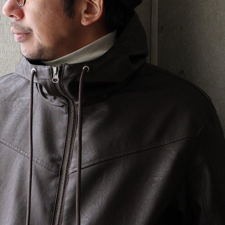 ブルゾン フェイクレザー レディース メンズ ライダース パーカー ハイネック フード 袖リブ アウター レザー ジャケット パティ ALISTAIR アリステア | ALISTAIR | 07