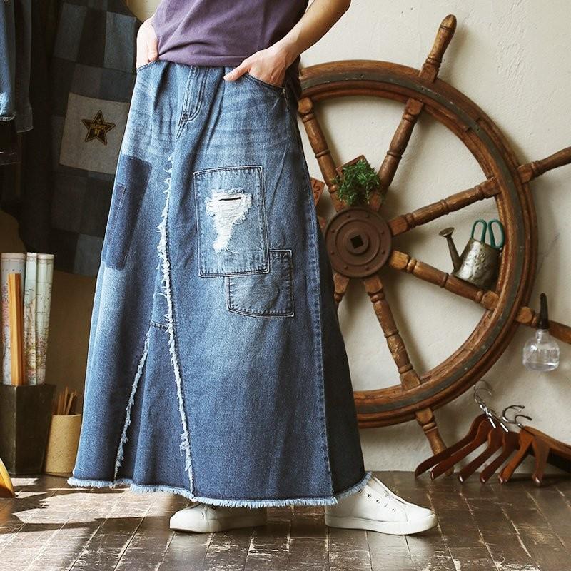 Reef デニムスカート ジーンズ マキシ丈 ロング丈 リメイク Aライン デニム コットン フレアスカート カジュアル レディース Paty 通販 Paypayモール