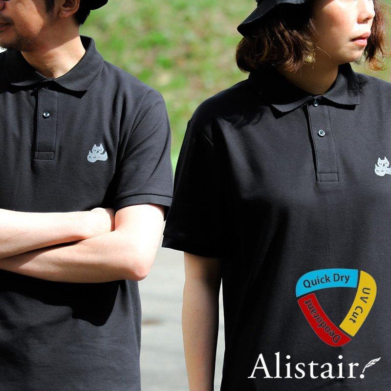 ポロシャツ メンズ レディース 半袖 ネコ ロゴ プリント オシャレ 鹿の子 リブ襟 5 3オンス 吸水 速乾 消臭 ドライ 形状安定 Alistair R Paty 通販 Yahoo ショッピング